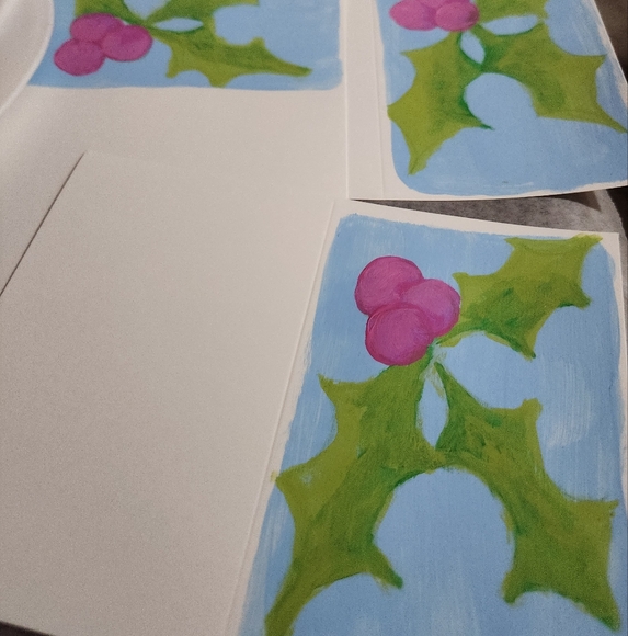 Individually Handpainted set of 10 Christmas  / Holiday Cards - Picture 3 of 4
